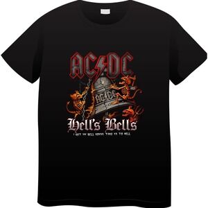 AC/DC BACK IN BLACK Hells Bell Rock Band T-shirt New Large